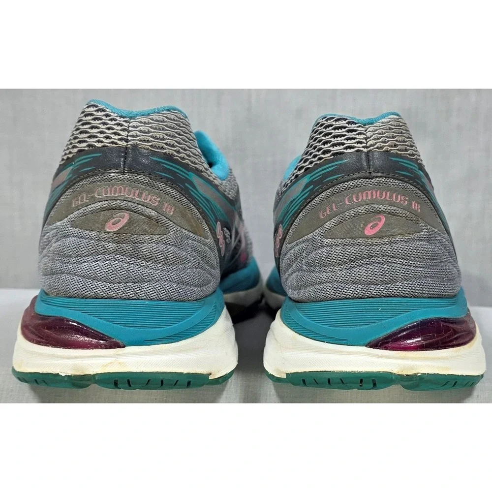 Asics Gel-Cumulus 18 Women's Running Shoes Silver‎ Pink Teal T6C8N Sneakers